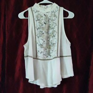 NEW Free People FLORA TANK Lace Inset Cotton M